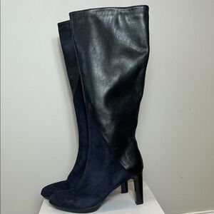 Aquatalia Black and Navy Heeled Boots